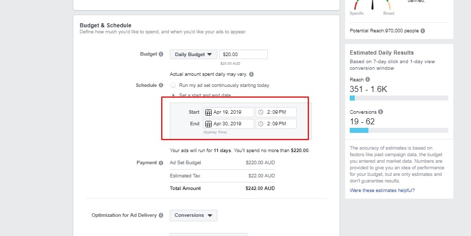 Facebook Ads Schedule